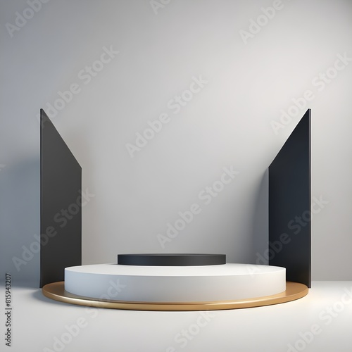 A table with a white table and black and brown and black chairs