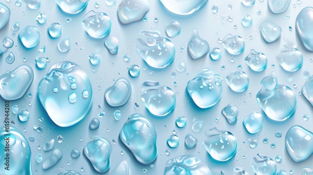 The following are condensation water drops on a white horizontal background. Rain drops with light reflection abstract wet texture. Rain droplets with scattered pure aqua blobs pattern. The following are condensation water drops on a white horizontal background. Rain drops with light reflection abstract wet texture. Rain droplets with scattered pure aqua blobs pattern.