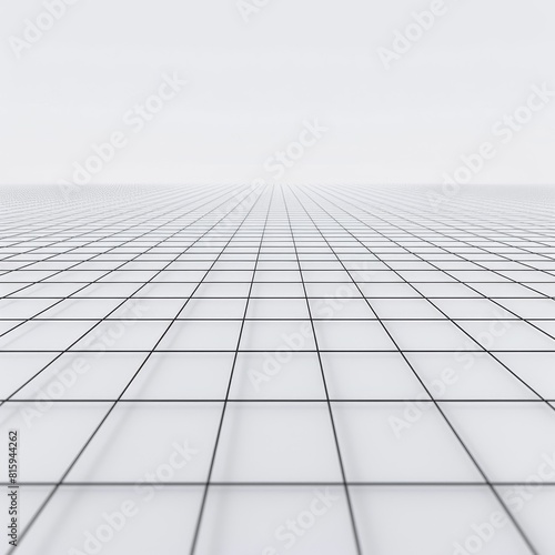 White grid floor texture background. Perspective view.