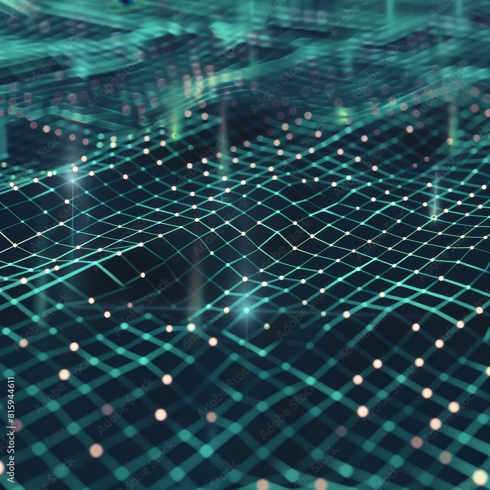 Obraz premium Abstract glowing green grid
