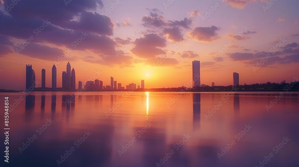 abu dhabi skyline at sunset with stunning panoramic view of city landmarks landscape photography