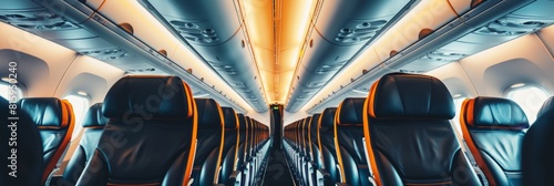 Unused airline seats exemplifying in-flight comfort