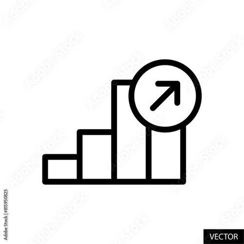 Portfolio chart, growth, sales graph, share, stock market investment concept vector icon in line style design for website, app, UI, isolated on white background. Editable stroke. Vector illustration.