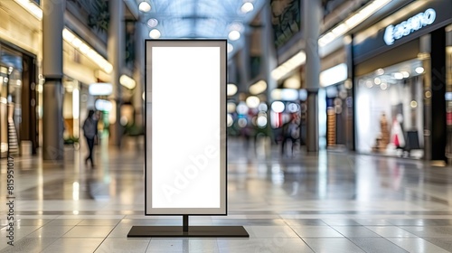 The Silent Canvas: Empty Billboard Stand in a Shopping Mall photo