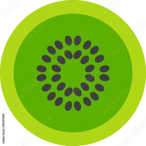 sliced kiwi circle drawn by child. Bright childish careless kiwi fruit drawing for design of festive spring banner. Flat hand drawn vector element isolated on white background