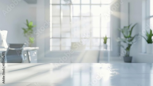 blurred modern workspace abstract white office interior with window light background photo