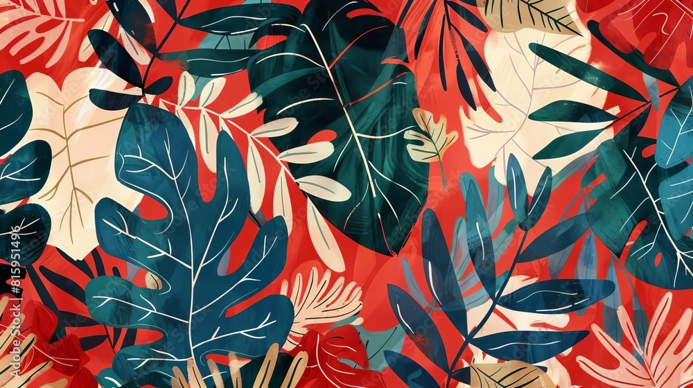 boho foliage botanical tropical leaves and floral pattern abstract nature background digital illustration boho foliage botanical tropical leaves and floral pattern abstract nature background digital illustration