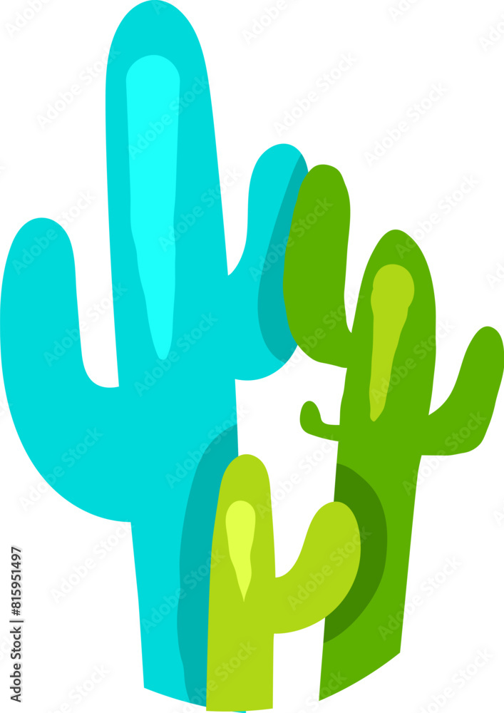 Desert mexican cacti drawn by child. Bright childish careless wild prickly plants succulents drawing for design of festive spring banner. Flat hand drawn vector element isolated on white background Desert mexican cacti drawn by child. Bright childish careless wild prickly plants succulents drawing for design of festive spring banner. Flat hand drawn vector element isolated on white background