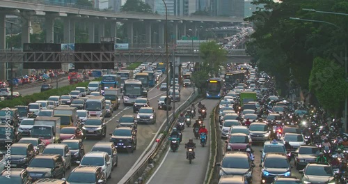 traffic jam in the afternoon. jakarta traffic