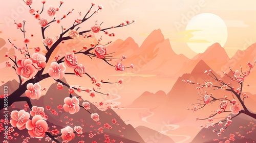 celebrating asian american and pacific islander heritage month with sakura blossoms vector illustration