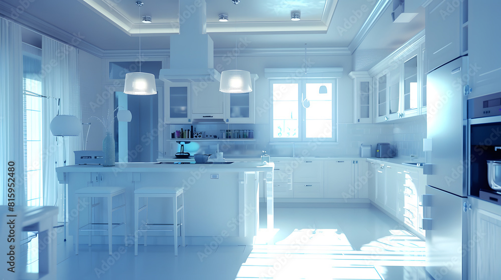 Modern New Kitchen Remodeled White : Generative AI Modern New Kitchen Remodeled White : Generative AI