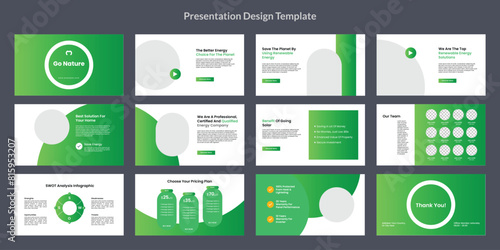 solar energy powerpoint presentation background design Template, company business presentation design profile vector. 