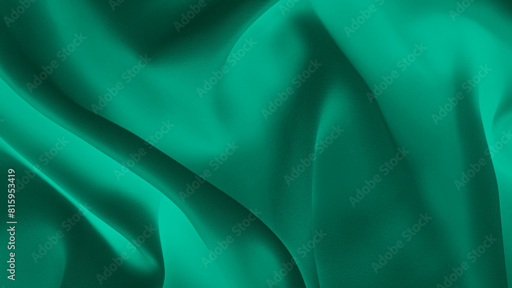 Green drapery silk fabric luxury background. Wavy abstract satin cloth vector texture pattern. Smooth shiny drape material curtain. Elegant velvet curve motion image realistic horizontal design. Green drapery silk fabric luxury background. Wavy abstract satin cloth vector texture pattern. Smooth shiny drape material curtain. Elegant velvet curve motion image realistic horizontal design.