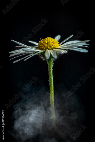 Ethereal Daisy Blooming in Soft Light Against Dark Background