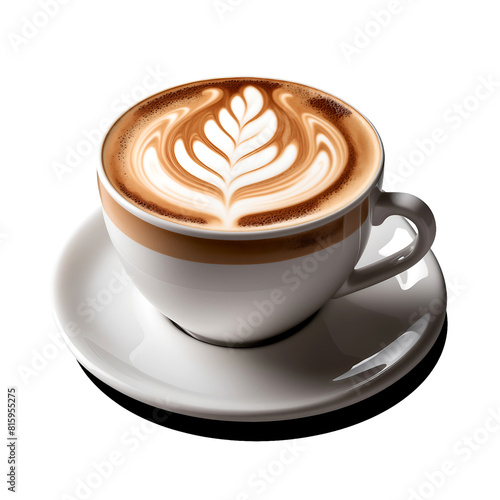 Cappuccino coffee isolated on a transparent background, high resolution