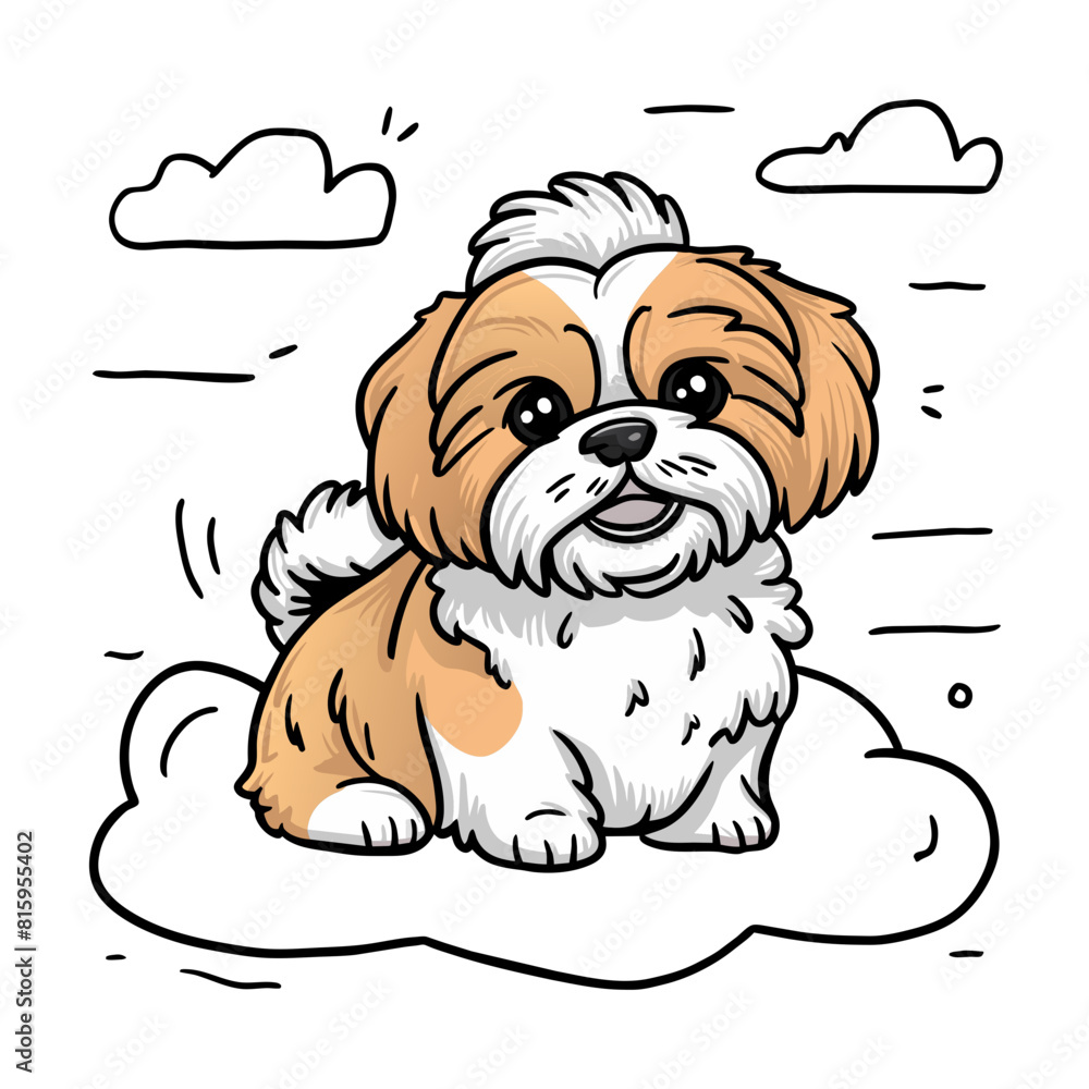 Shih Tzu Doodle Art: Charming Illustration of a Regal Lap Dog Shih Tzu Doodle Art: Charming Illustration of a Regal Lap Dog