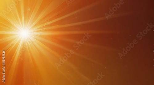 Sun rays shining on an orange and yellow abstract gradient background. concept of heat waves in summer.