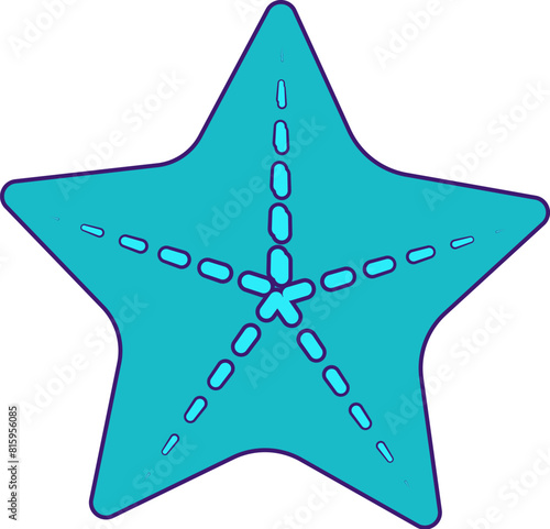 Star shaped sea mollusk inhabitant of deep sea. Five pointed starfish. Summer holiday icon. Simple stroke vector element isolated on white background photo