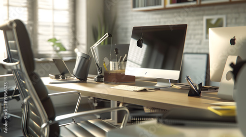 Wallpaper Mural Work space comfortable Modern workplace : Generative AI Torontodigital.ca