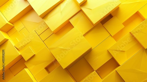 3d Sophisticated Parallelogram Structures on Bright Yellow Background with Fine Grain