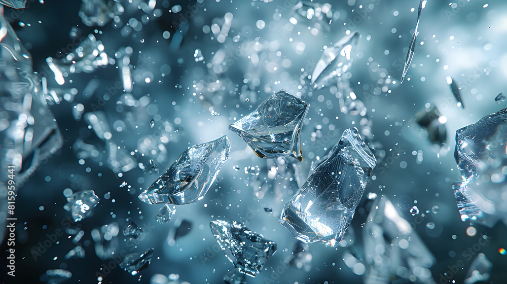 Frozen Clarity: Ice Crystals Suspended in Water Frozen Clarity: Ice Crystals Suspended in Water