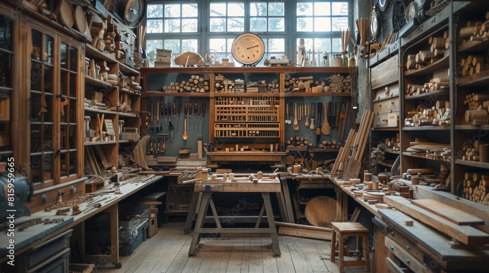 The cluttered workshop of an experienced artisan is alive with the sound of tools as he carefully shapes wooden elements highlighting the beauty of fine woodworking. The cluttered workshop of an experienced artisan is alive with the sound of tools as he carefully shapes wooden elements highlighting the beauty of fine woodworking.