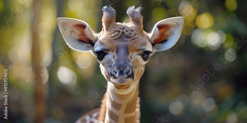 Curious Giraffe Closeup in Vibrant Natural Setting photo