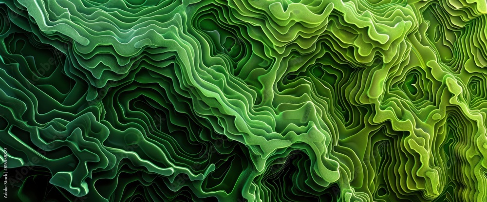 Green Layered Wave, 3D Rendering Green Layered Wave, 3D Rendering