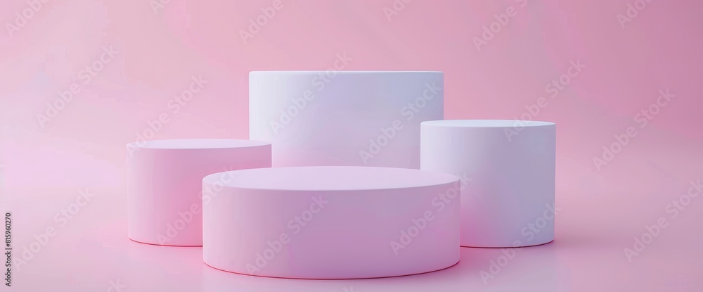 Light Pink Color Of A Round Podium With Rolling White Paper For Show And Display Exudes Softness And Elegance, Ideal For Feminine Or Delicate Product Presentations, 3D Rendering Light Pink Color Of A Round Podium With Rolling White Paper For Show And Display Exudes Softness And Elegance, Ideal For Feminine Or Delicate Product Presentations, 3D Rendering