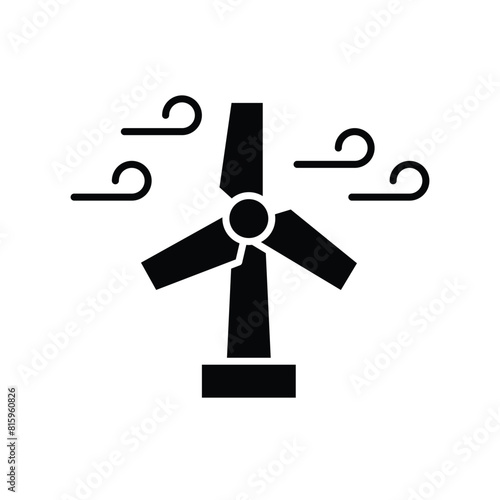 Wind turbine icon. Simple solid style. Wind power, generation, solar, plant, water, factory, electric, renewable energy concept. Silhouette, glyph symbol. Vector illustration isolated.