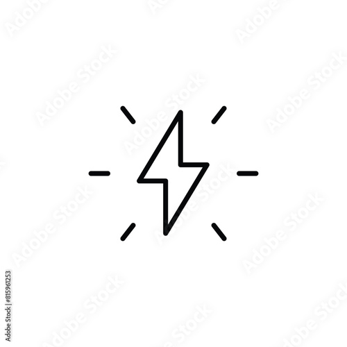 Lightning bolt icon. Simple outline style. Electricity, flash, thunder, spark, shock, light, power, thunderbolt, energy concept. Thin line symbol. Vector illustration isolated.