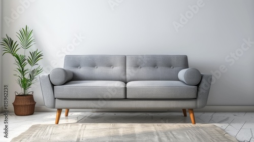 Elegant Grey Sofa in Living Room