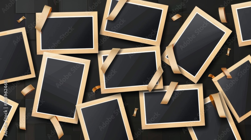 Mockup template of a photo collage with a sticky tape border isolated ...