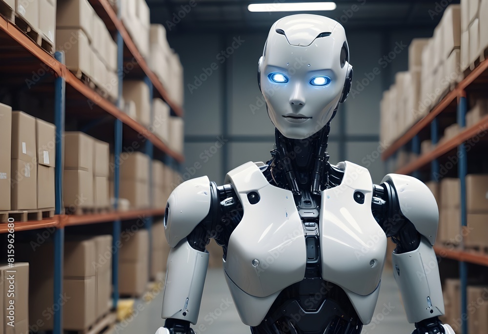 Robot in Logistics Warehouse: Handling Parcel, Boxes with Efficiency