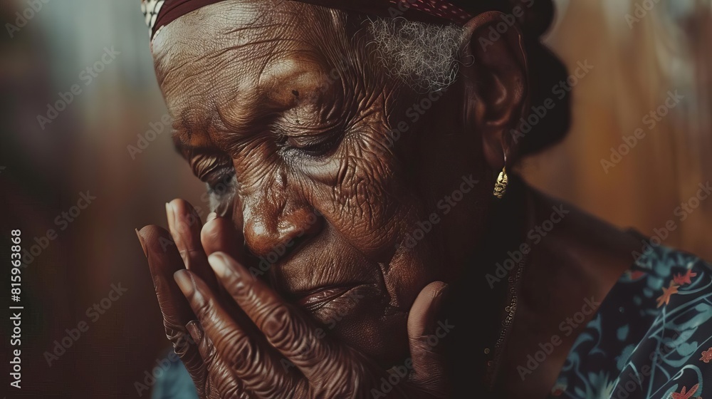 elderly black woman suffering from loneliness and dementia emotional portrait elderly black woman suffering from loneliness and dementia emotional portrait