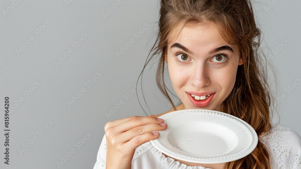 Joyful Woman with an Empty Plate Joyful Woman with an Empty Plate