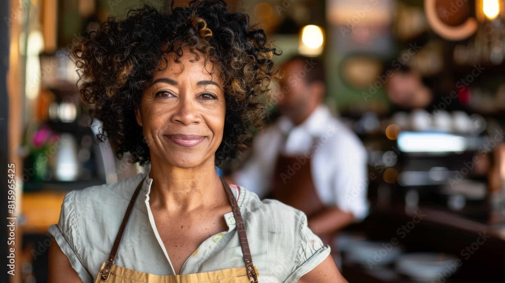 Confident Cafe Owner Smiling Confident Cafe Owner Smiling