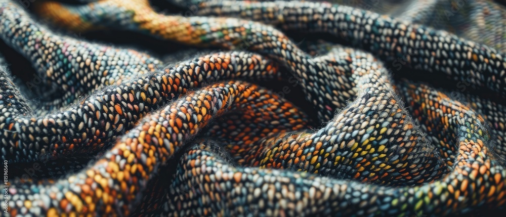 tweed fabric with a complex, multi colored weave, traditional and sophisticated