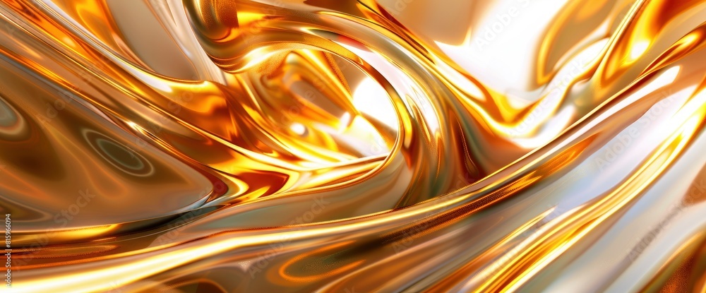An Abstract Golden Liquid Smooth Background With Waves Exudes Luxury And Elegance, With Shimmering Hues And Fluid Lines Enhancing The Visual Appeal, 3D Rendering