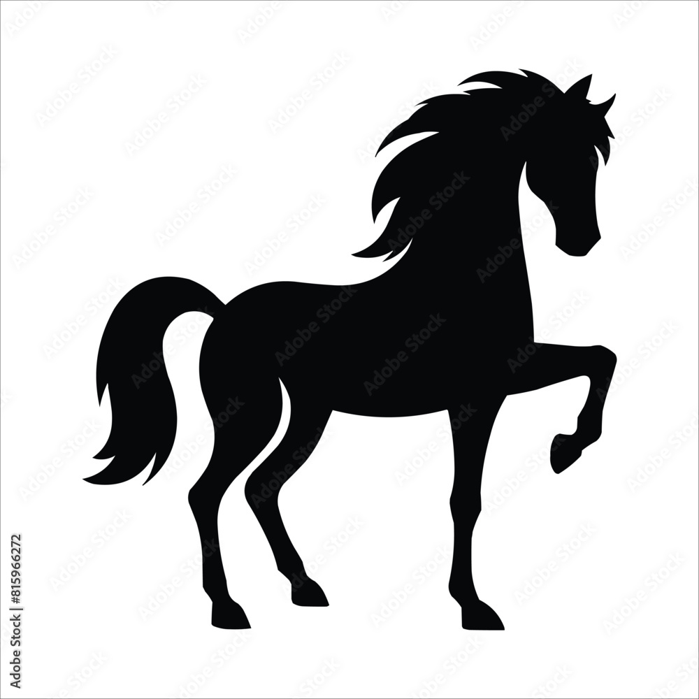 Wild horse black silhouette flat vector illustration Wild horse black silhouette flat vector illustration