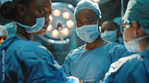 AfricanAmerican Surgeon Couple Confidently Lead Organ Transplant Team in HighStakes Generative ai photo