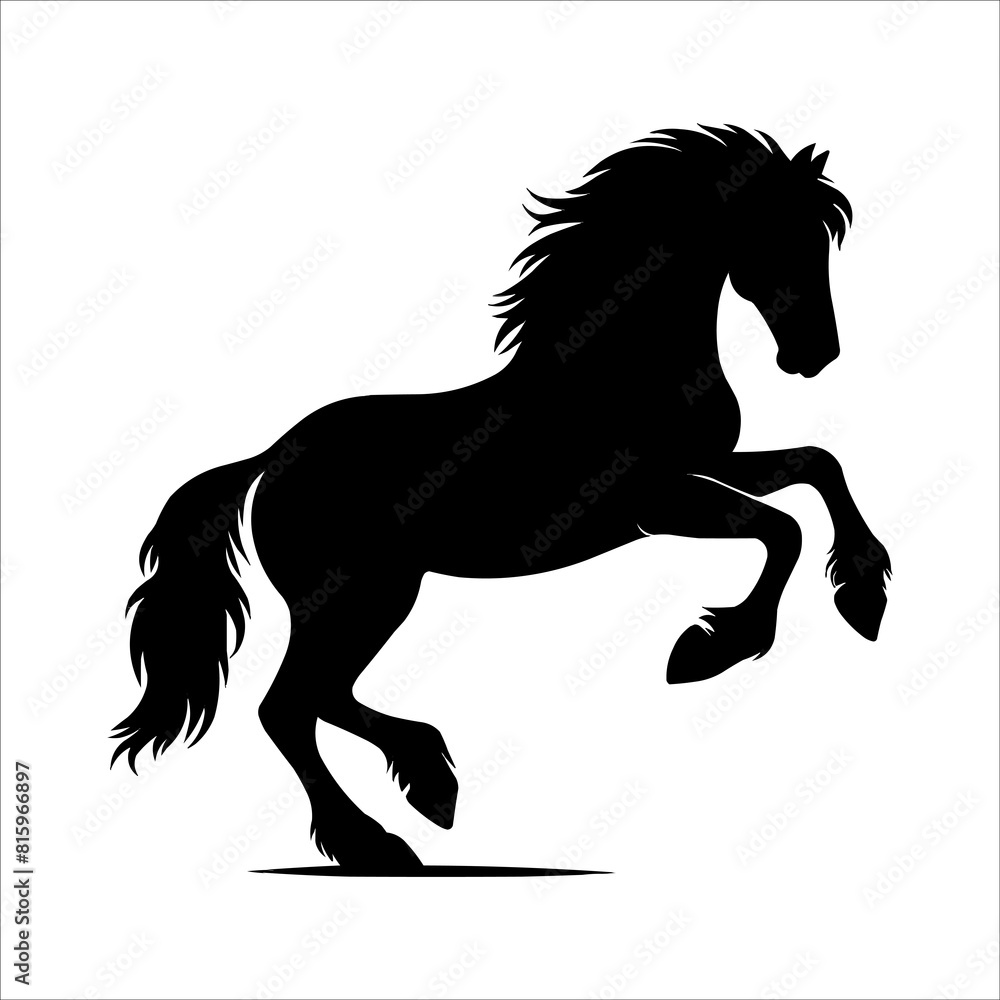 Wild horse black silhouette flat vector illustration Wild horse black silhouette flat vector illustration