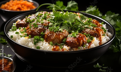 Plate of Food With Meat and Rice