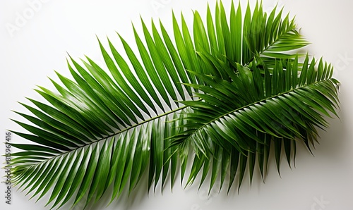 Close Up of Palm Leaf on White Background