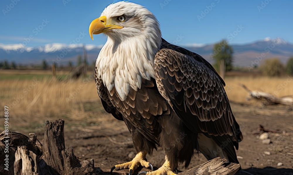 Bald Eagle Perched on Tree Stump Bald Eagle Perched on Tree Stump