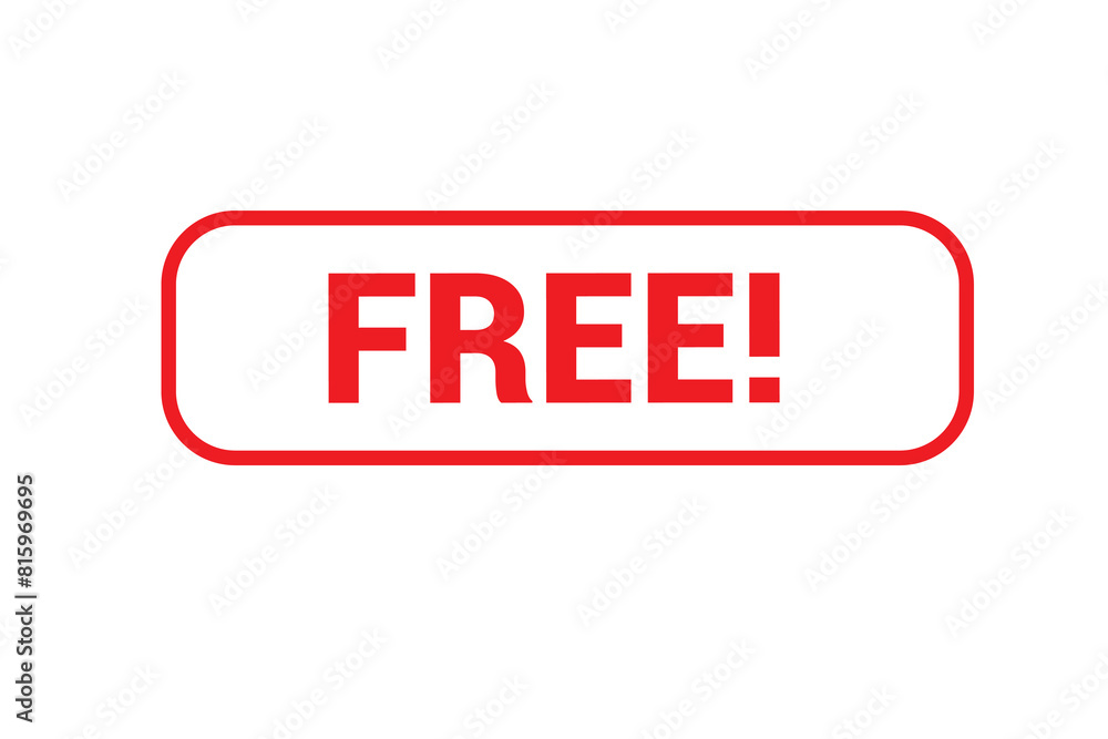 red free rectangular shape token stamp on a white background red free rectangular shape token stamp on a white background