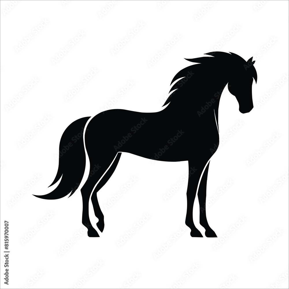 Wild horse black silhouette flat vector illustration Wild horse black silhouette flat vector illustration