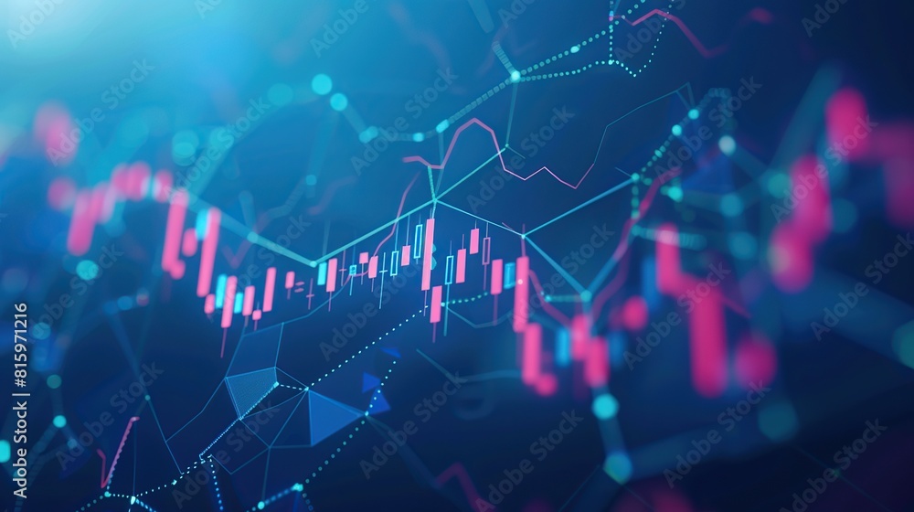 Business candle stick graph chart of stock market investment trading blue background. AI Generative Business candle stick graph chart of stock market investment trading blue background. AI Generative