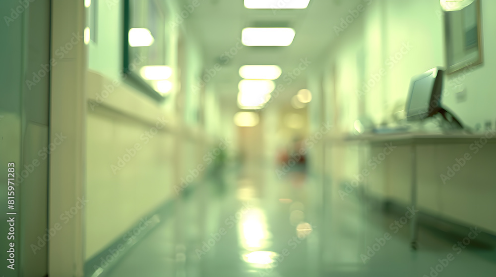 Soft and blurred image The decoration of the work desk of nurse staff within the new building hospital : Generative AI Soft and blurred image The decoration of the work desk of nurse staff within the new building hospital : Generative AI