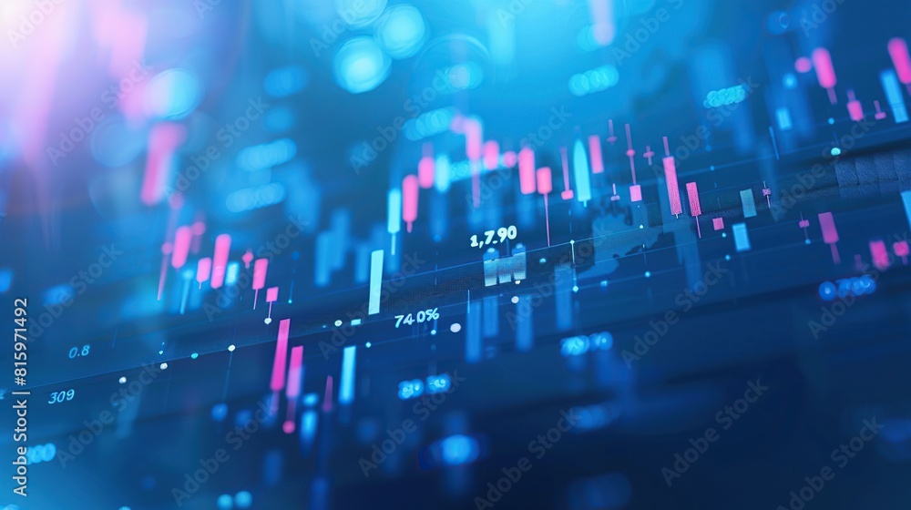 Business candle stick graph chart of stock market investment trading blue background. AI Generative Business candle stick graph chart of stock market investment trading blue background. AI Generative